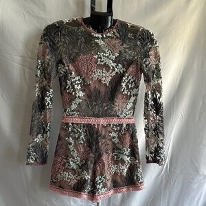 Alexis Pink Floral Embroidered Lace Romper